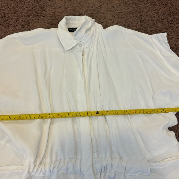 Floriane Fosso White Tie Back Peplum Blouse Top Button Down High Low M L - Picture 8 of 8